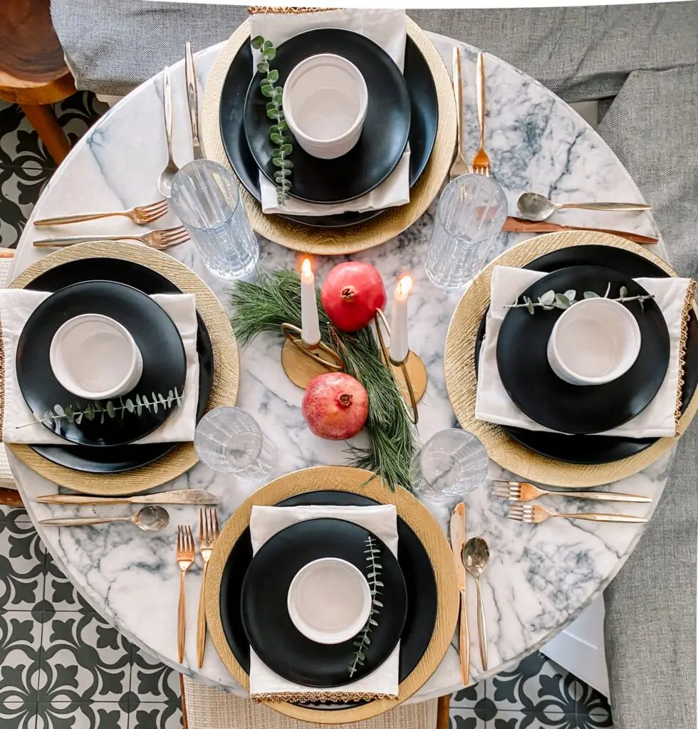 Modern Black + Gold Thanksgiving Tablescape