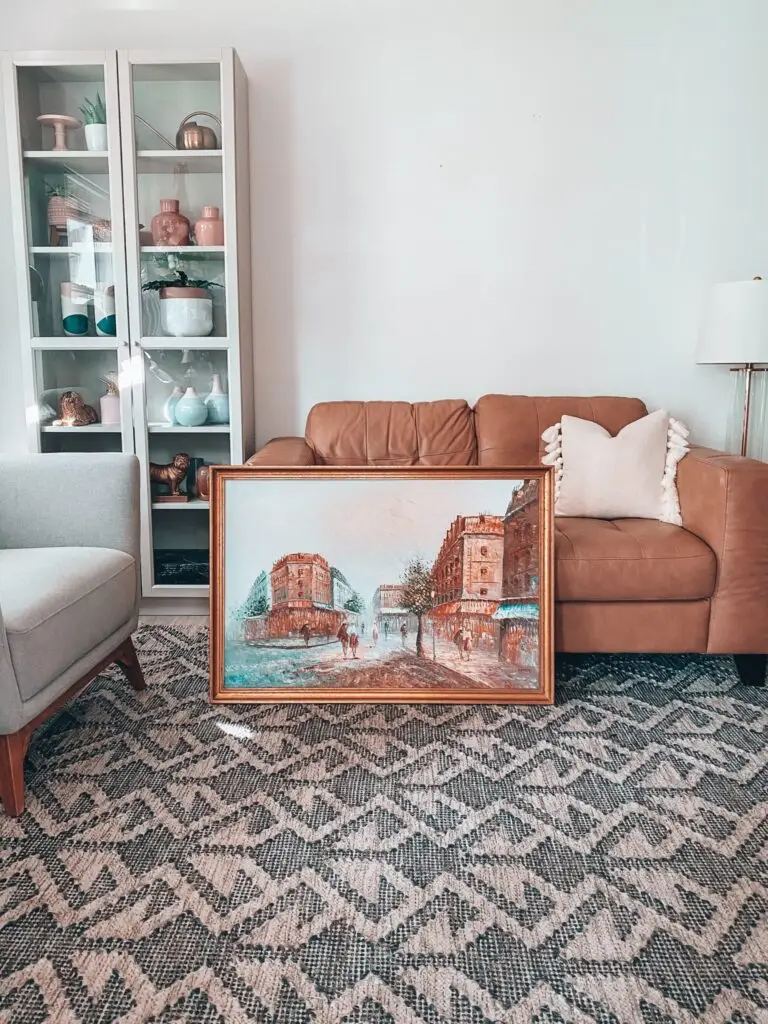 thrifted-oil-painting,-quick-easy-furniture-makeover