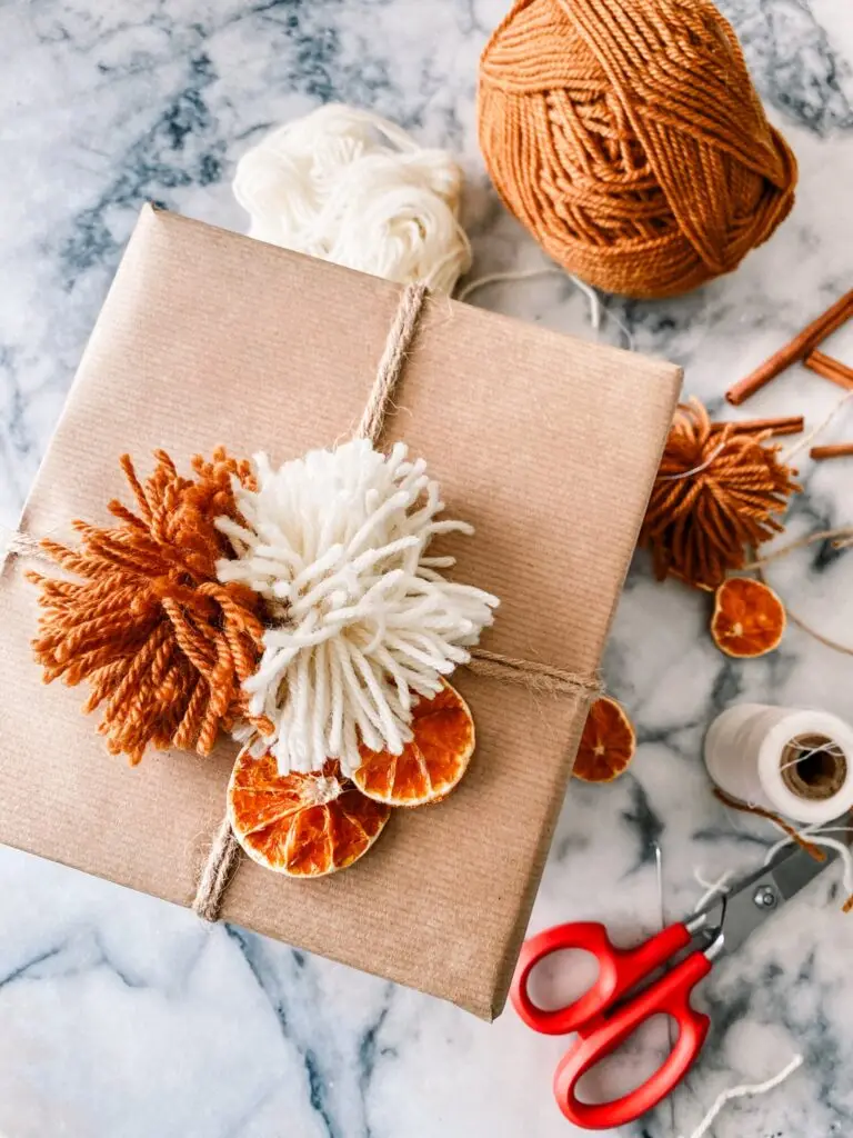 Dried Orange Garland and Wrapping Christmas Gifts