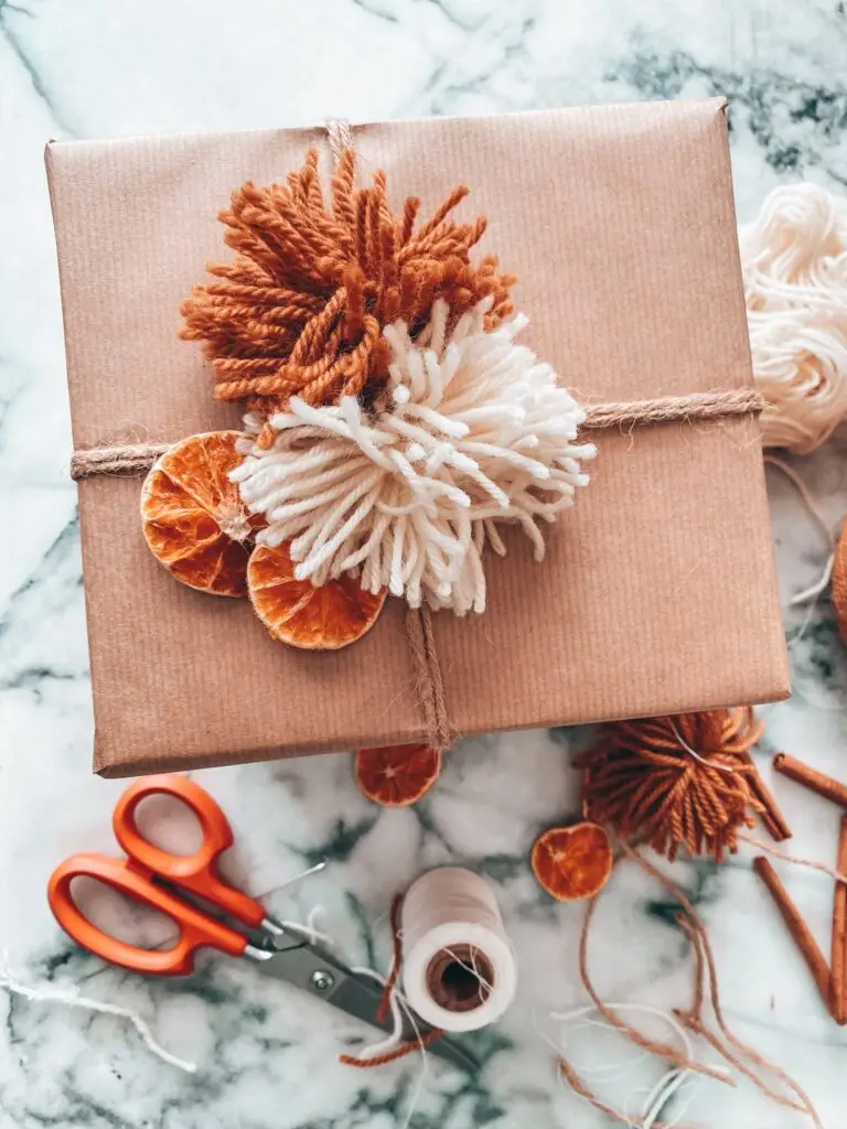 Dried Orange Garland and Wrapping Christmas Gifts