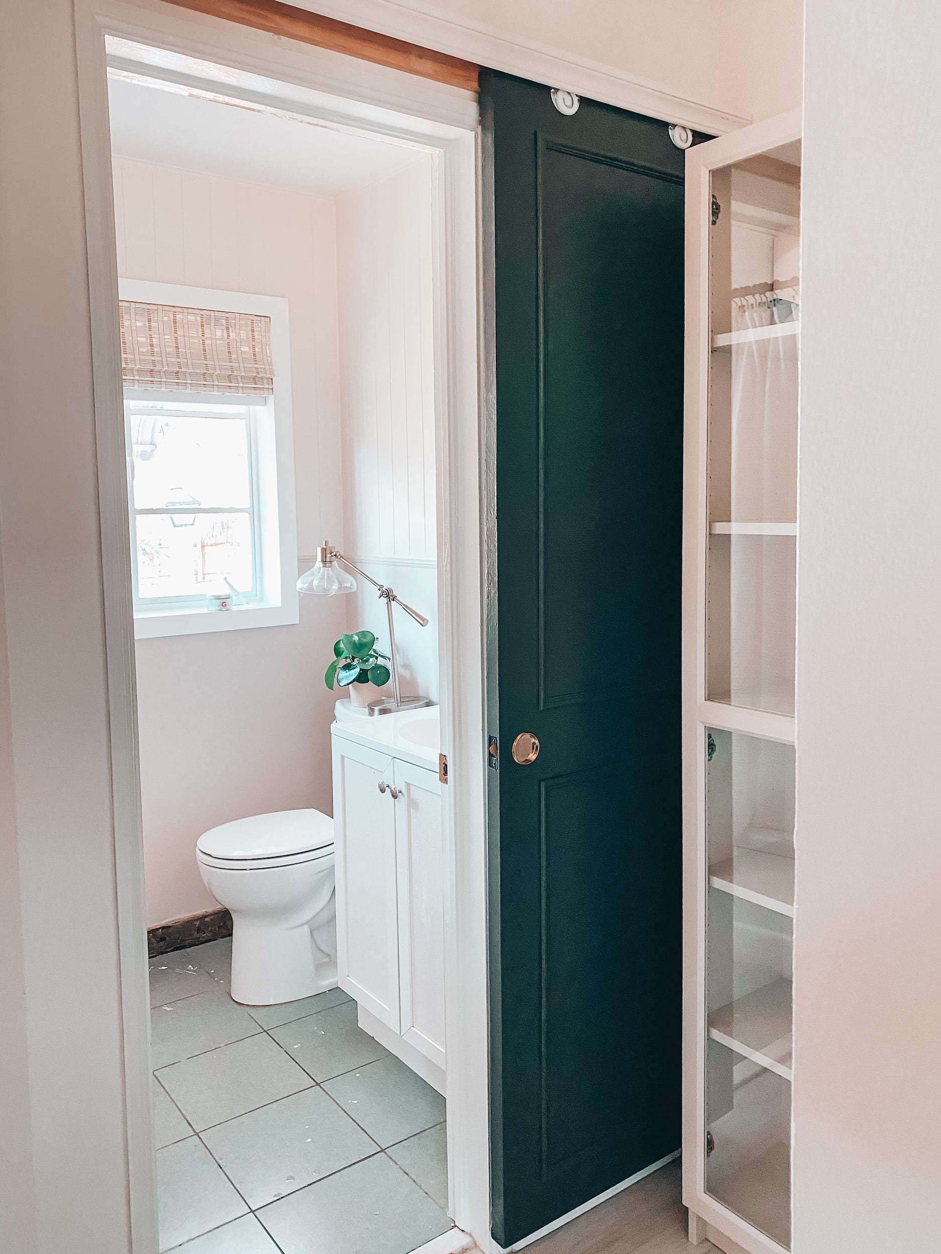Sliding Custom Bathroom Door + Moulding - ORC Week 4 - Blushing Bungalow | So Cute You'll Blush ☺️