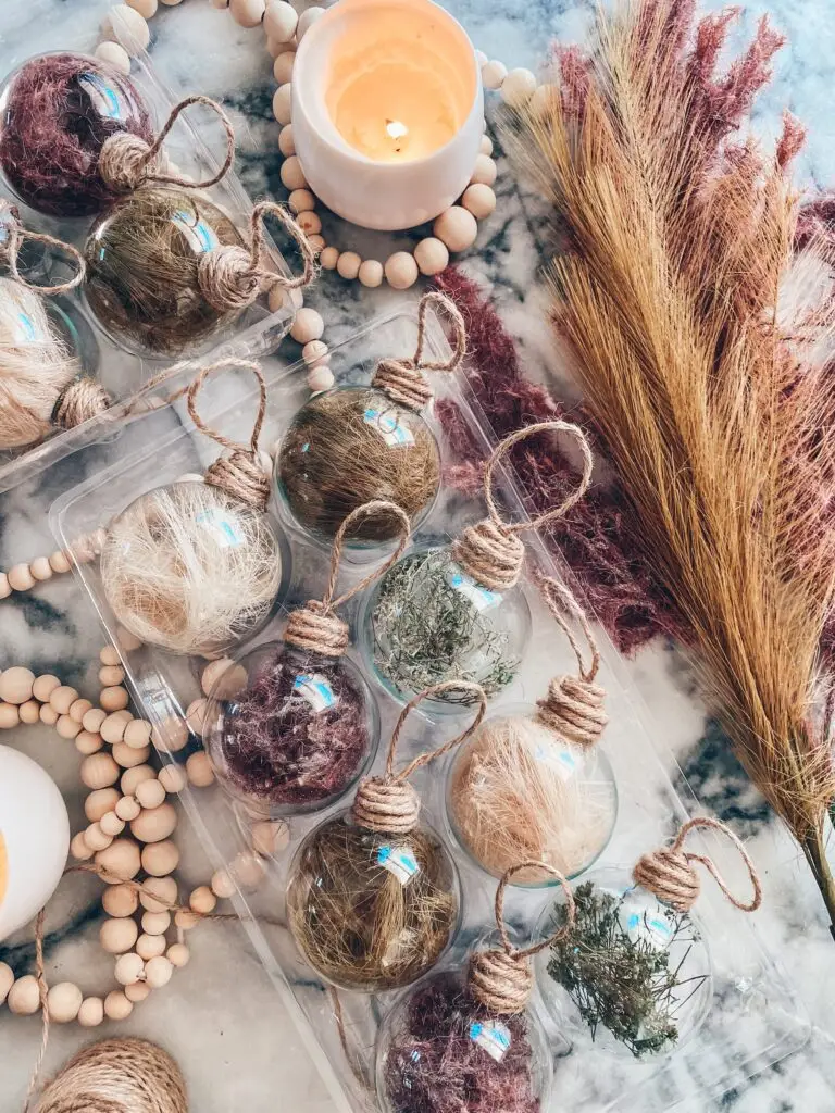 DIY unique Christmas ornament with dried florals