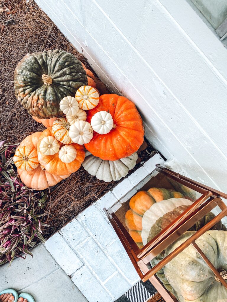 Fall Decor Outside Front Porch - Blushing Bungalow | So Cute You'll ...