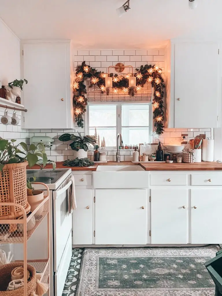 Christmas garland in kitchen