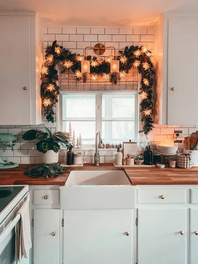 Christmas garland in kitchen