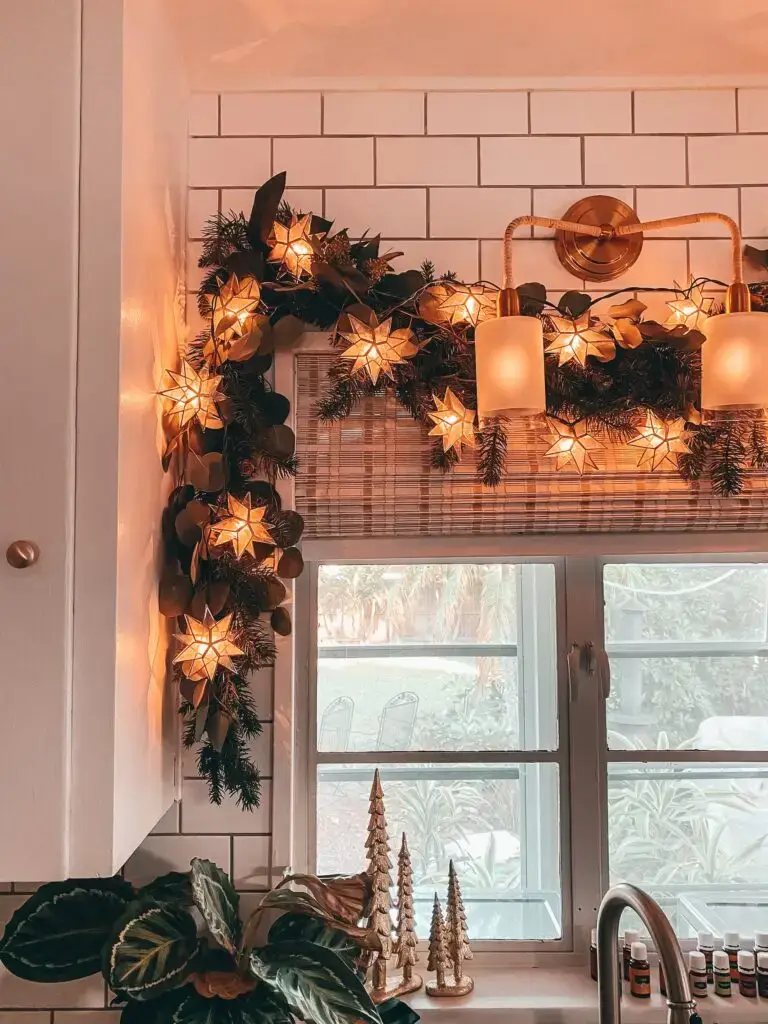 Christmas garland in kitchen