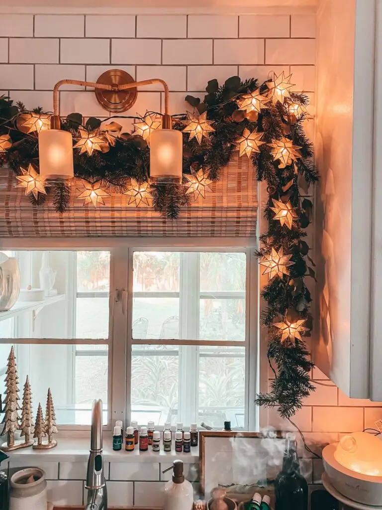 Christmas garland in kitchen