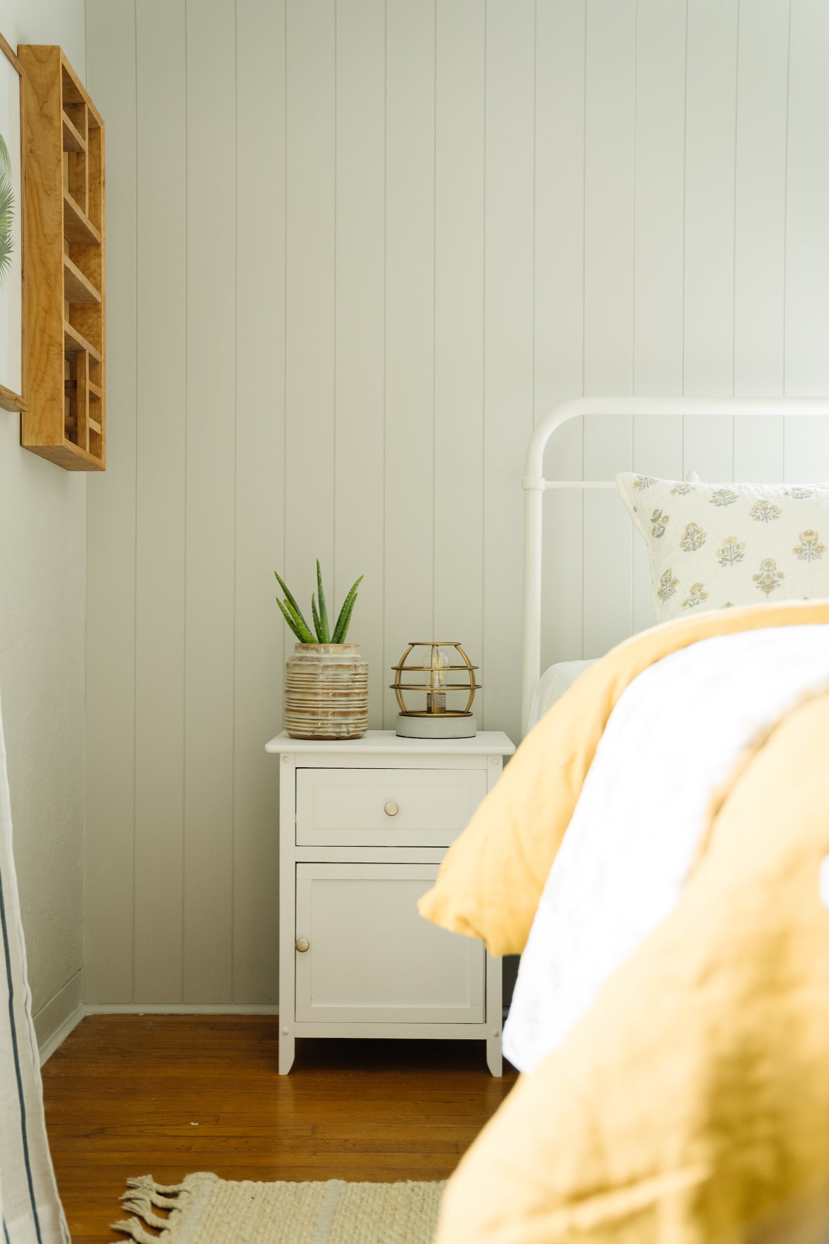 Vertical Shiplap Paneling with Gray Paint - Blushing Bungalow | So Cute ...