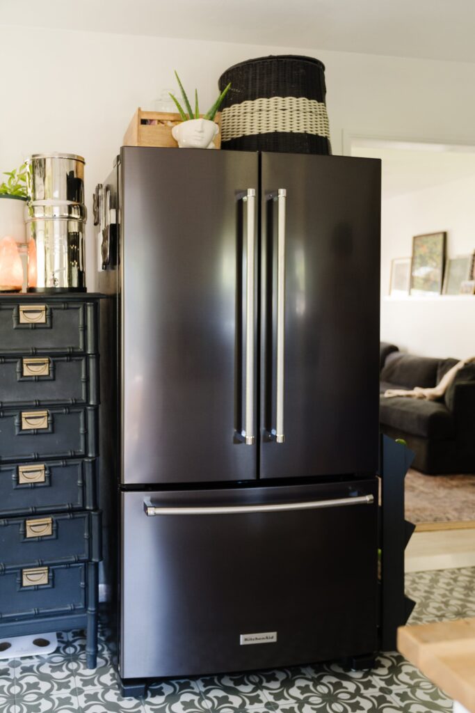 Black Appliances in Small Kitchen - Blushing Bungalow | So Cute You'll ...