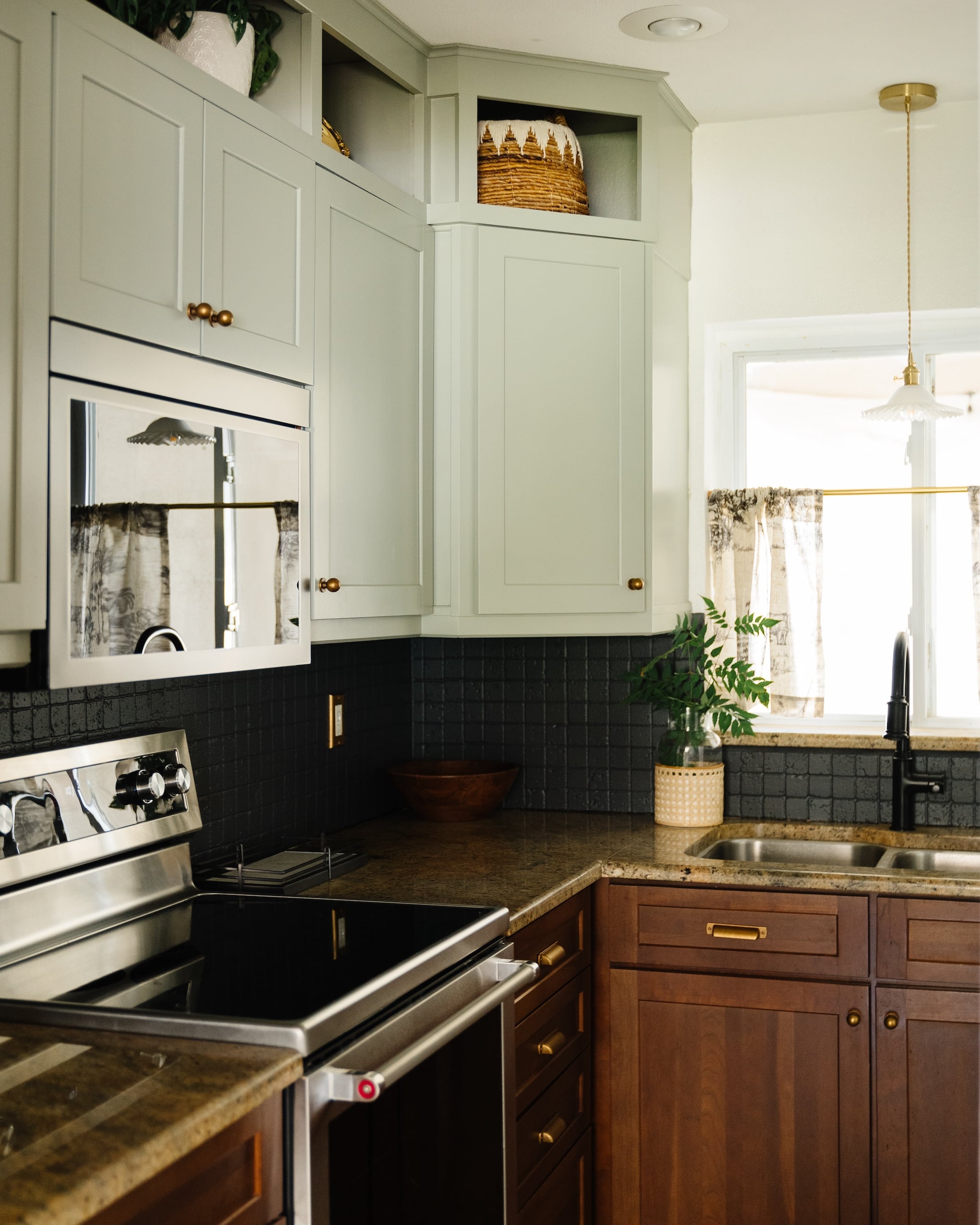 Modern Kitchen with Brown Granite Countertops - Blushing Bungalow | So ...