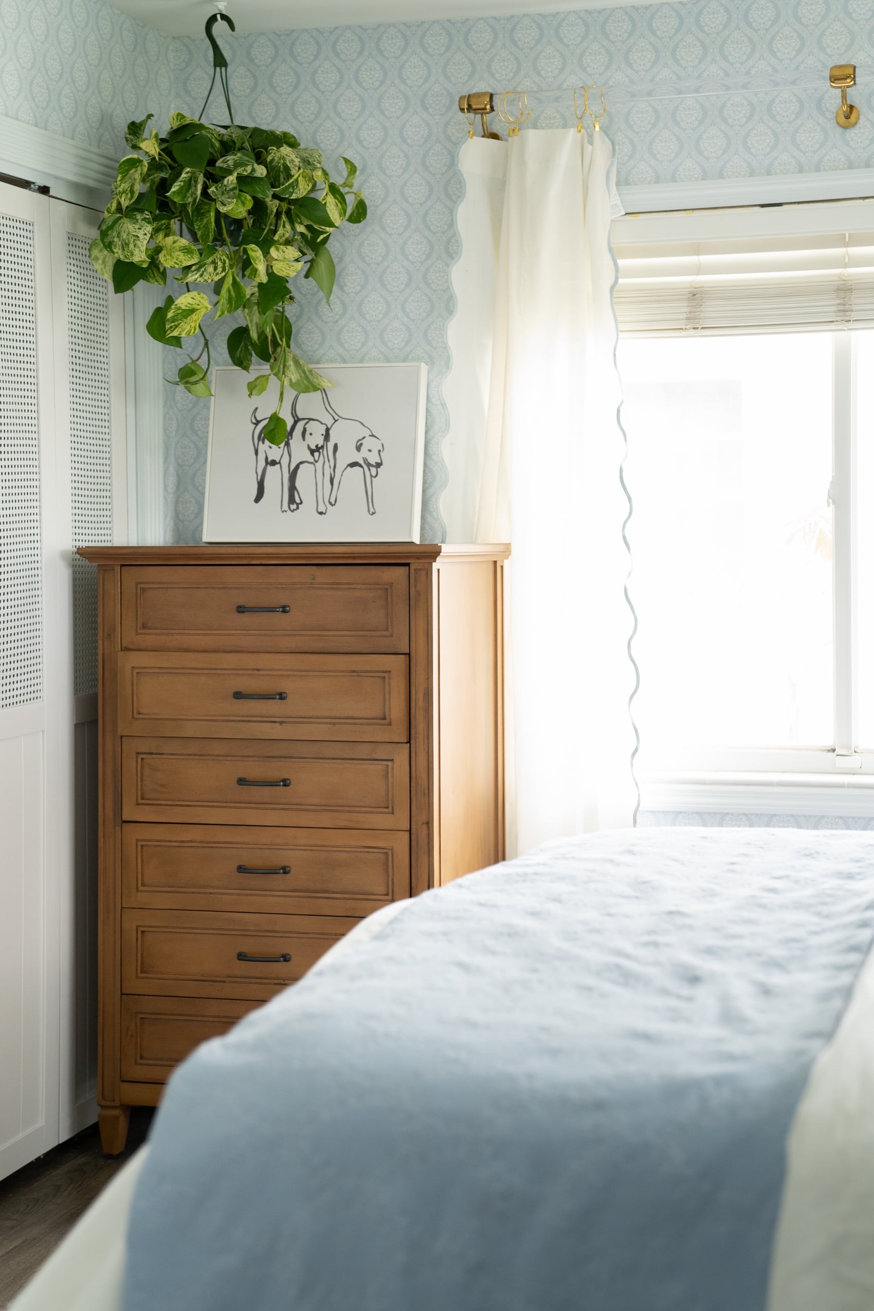 Blue Wallpaper in Primary Bedroom - Blushing Bungalow | So Cute You'll ...